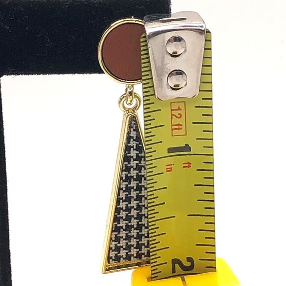 NWT Retro 70s Style Houndstooth Geometric Drop Earrings - Picture 4 of 9